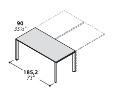 5th Element приставной стол к столу с центральным жёлобом 185.2*90*72.8